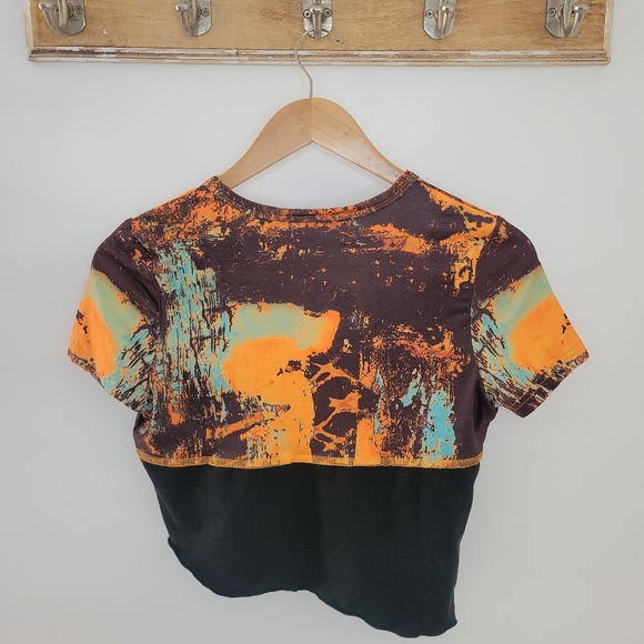 Asymetric Art Print Crop Top | Size: S - Picture 2 of 2